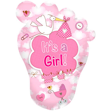 Baby foot è una ragazza! Palloncino nascita Scartato - 46x70cm 1