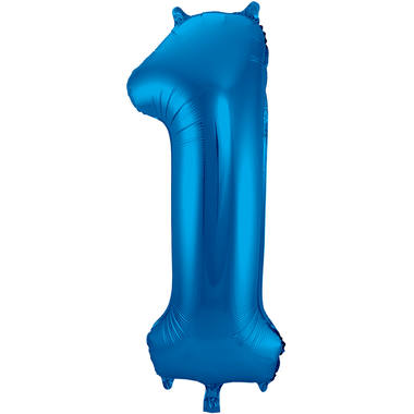 Folieballon Cijfer 1 - Blauw - 86 cm 1