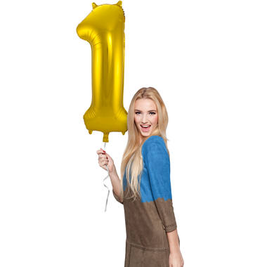 Goldener Folienballon Ziffer / Zahl 1 - 86 cm 3