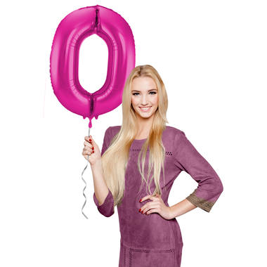0 Shaped Number Balloon Magenta - 86 cm 2