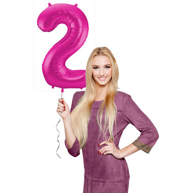 2 Shaped Number Balloon Magenta - 86 cm 2