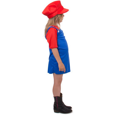 Red Super Plumber Costume for Girls - Size 134-152 3