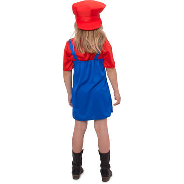 Red Super Plumber Costume for Girls - Size 134-152 4