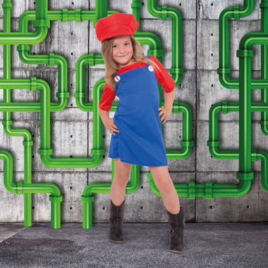 Red Super Plumber Costume for Girls - Size 134-152 5
