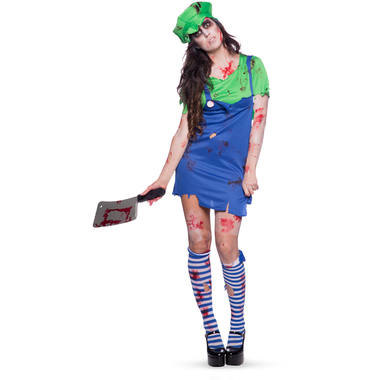 Green Super Plumber Costume for Women - Size L-XL 5