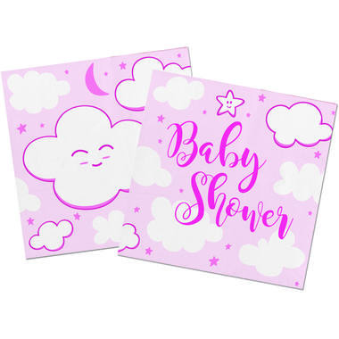 Pink Baby Shower Girl Napkins 25x25cm - 20 pieces 1