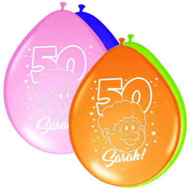 50th Birthday Sarah Rainbow Balloons 30cm - 8 pieces 1