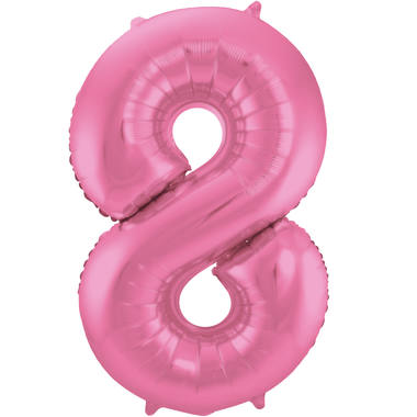 Balon foliowy różowy metaliczny matowy numer 8 - 86 cm 1