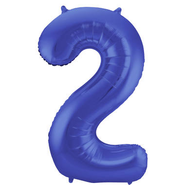 Balon foliowy niebieski metalik matowy numer 2 - 86 cm 1