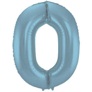 Palloncino Stagnola Numero 0 Blu Pastello Metallizzato Opaco - 86 cm 1