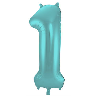 Folienballon Ziffer / Zahl 1 Pastell Aqua Metallic Matt - 86 cm 1