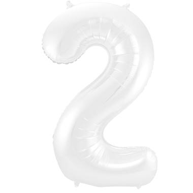 Foil Balloon Number 2 White Metallic Matt - 86 cm 1