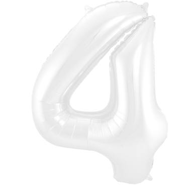 Foil Balloon Number 4 White Metallic Matt - 86 cm 1