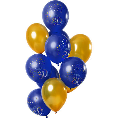 Ballonnen Elegant True Blue 80 Jaar 30cm - 12 stuks 1