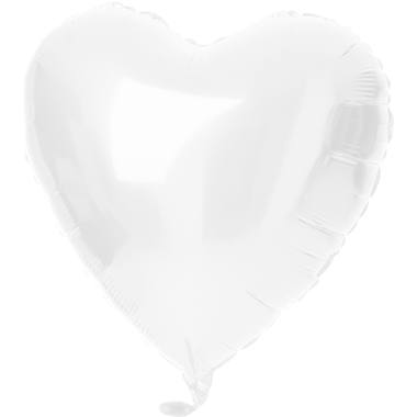 Balon foliowy w kształcie serca Biały Metaliczne mat - 45 cm 1