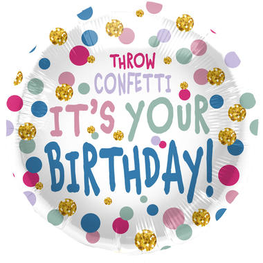Balon foliowy Urodziny Throw Confetti - 45 cm 1