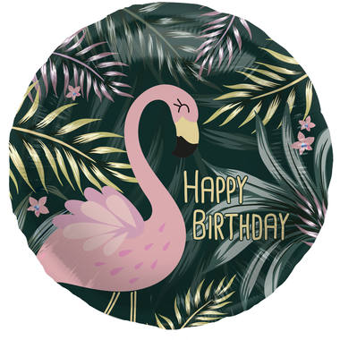 Balon foliowy Urodziny Tropikalny Flaming - 45 cm 1