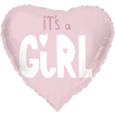 Balon foliowy w kształcie serca It's a Girl różowy - 45 cm 1
