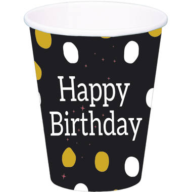 Bicchieri Glossy Black 'Happy Birthday' 250ml - 8 pezzi 1