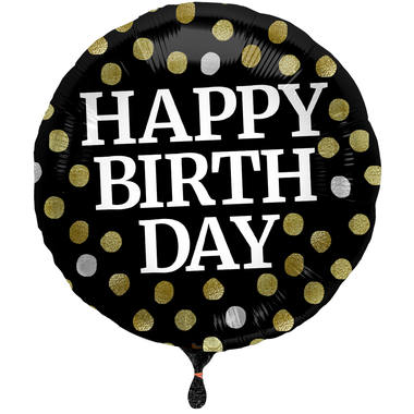Foil Balloon Glossy Black 'Happy Birthday' - 45cm 1