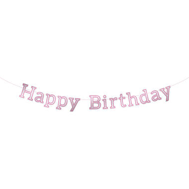 Letter Banner Glossy Pink 'Happy Birthday' - 3 m 1
