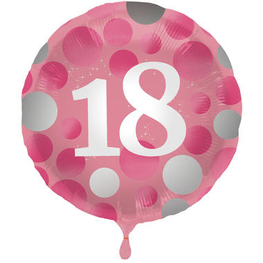 Folieballon Glossy Pink 18 Jaar - 45cm 1