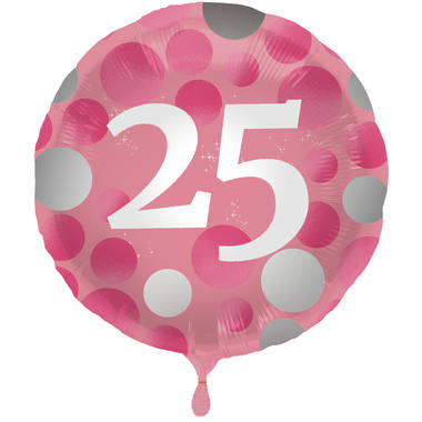 Folieballon Glossy Pink 25 Jaar - 45cm 1