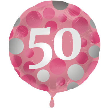 Balon Foliowy Błyszczący Różowy 50 Lat - 45cm 1