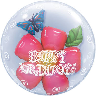 Happy Birthday Flowers Bubbles Balloon - 61 cm 1