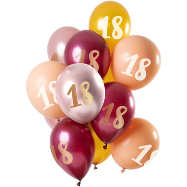 Ballons 18 Jahre Pink-Gold 33cm - 12 Stück 1