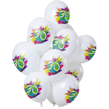 Ballonnen Color Splash 30 Jaar 30cm - 12 stuks 1