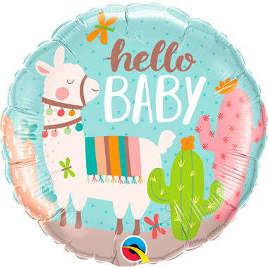 Foil Balloon 'Hello Baby' Llama - 45cm 1