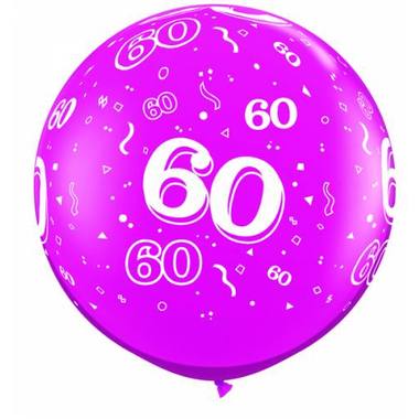 Magenta Ballonnen 60 Jaar 90cm - 2 stuks 1