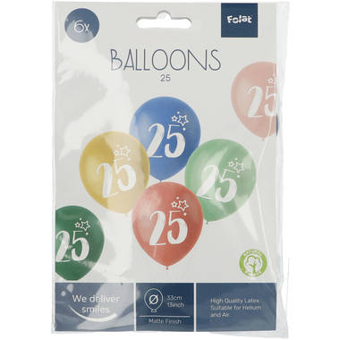 Balloons Retro 25 Years Multicolored 33cm - 6 pieces 2