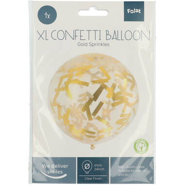 Ballon XL met Confetti Sprinkles Goudkleurig - 61 cm 2