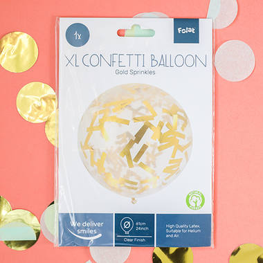 Ballon XL met Confetti Sprinkles Goudkleurig - 61 cm 3