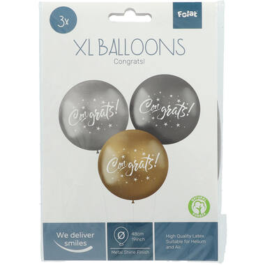 Balony XL 'Congrats!' Electrum 48cm - 3 sztuk 2