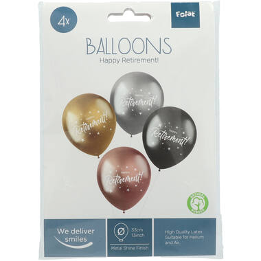 Ballons Shimmer 'Happy Retirement!' Electrum 33cm - 4 Stück 2