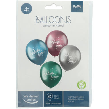 Ballonnen Shimmer 'Welcome Home!' Electrum 33cm - 4 stuks 2