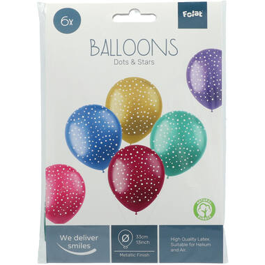 Ballonnen Shimmer Stippen & Sterren 33cm - 6 stuks 2