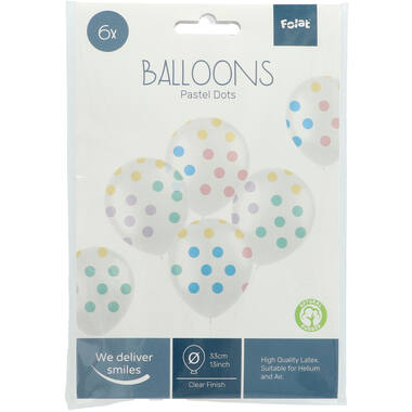 Ballonnen Pastel Stippen Meerkleurig 33cm - 6 stuks 2