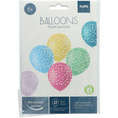 Ballonnen Pastel Sprinkles Meerkleurig 33cm - 6 stuks 2