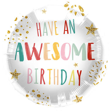 Foil Balloon 'Have An Awesome Birthday!' Retro - 45cm 1