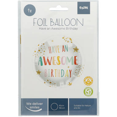 Balon foliowy 'Have An Awesome Birthday!' Retro - 45cm 2