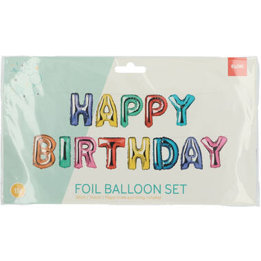Folieballonnen 'Happy Birthday' Meerkleurig 36cm - 13 stuks 2