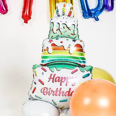 Palloncino di alluminio con Base 'Happy Birthday!' Cake Time - 72 cm 4