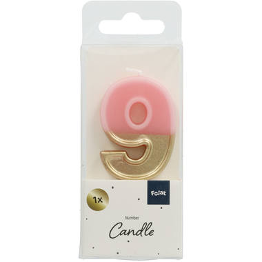 Candle Retro Number 9 Pink 2