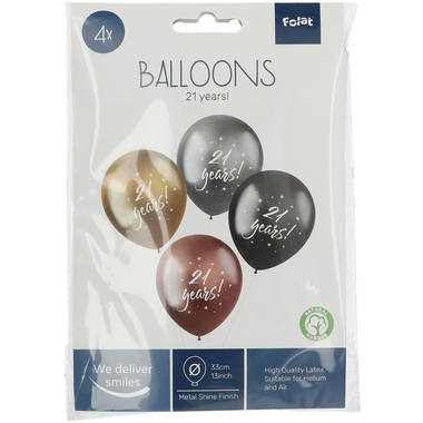 Ballons Shimmer '21 Years!' Electric 33cm - 4 Stück 2