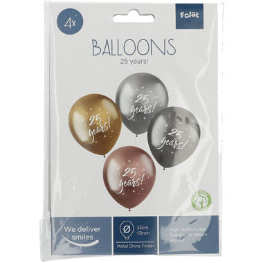 Palloncini Shimmer '25 Years!' Electric 33cm - 4 pezzi 2