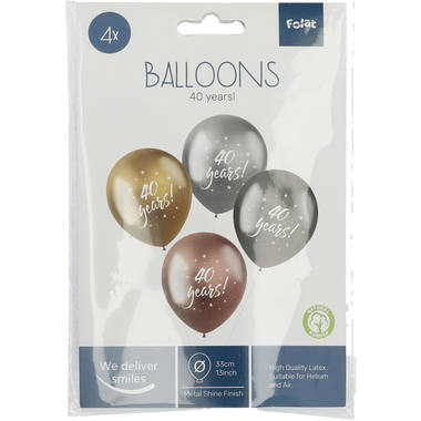 Palloncini Shimmer '40 Years!' Electric 33cm - 4 pezzi 2